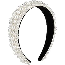 ୨୧┈リボンバレッタ・カチューシャカラー表￥1580〜 Amazon.com: ACO-UINT White Faux Pearl Padded Bridal Headband
